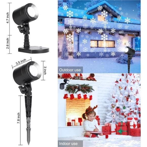 Christmas Snowflake Projector Lights Outdoor, Led Rotating Snowfall Show Lights - Picture 3 of 7